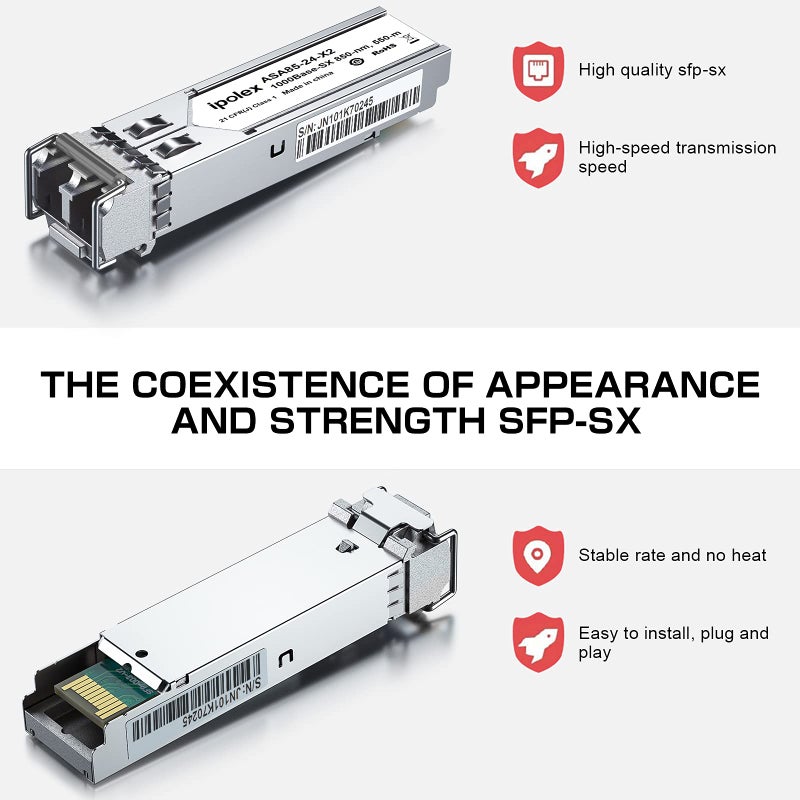 ipolex 1.25G Multimode SFP to Fiber Transceiver, 1000Base SX SFP Module, 850nm MMF, for Cisco GLC-SX-MMD/SFP-GE-S, Ubiquiti UF-MM-1G, Netgear AGM731F, Meraki, TP-Link, Mikrotik and More - Image 3